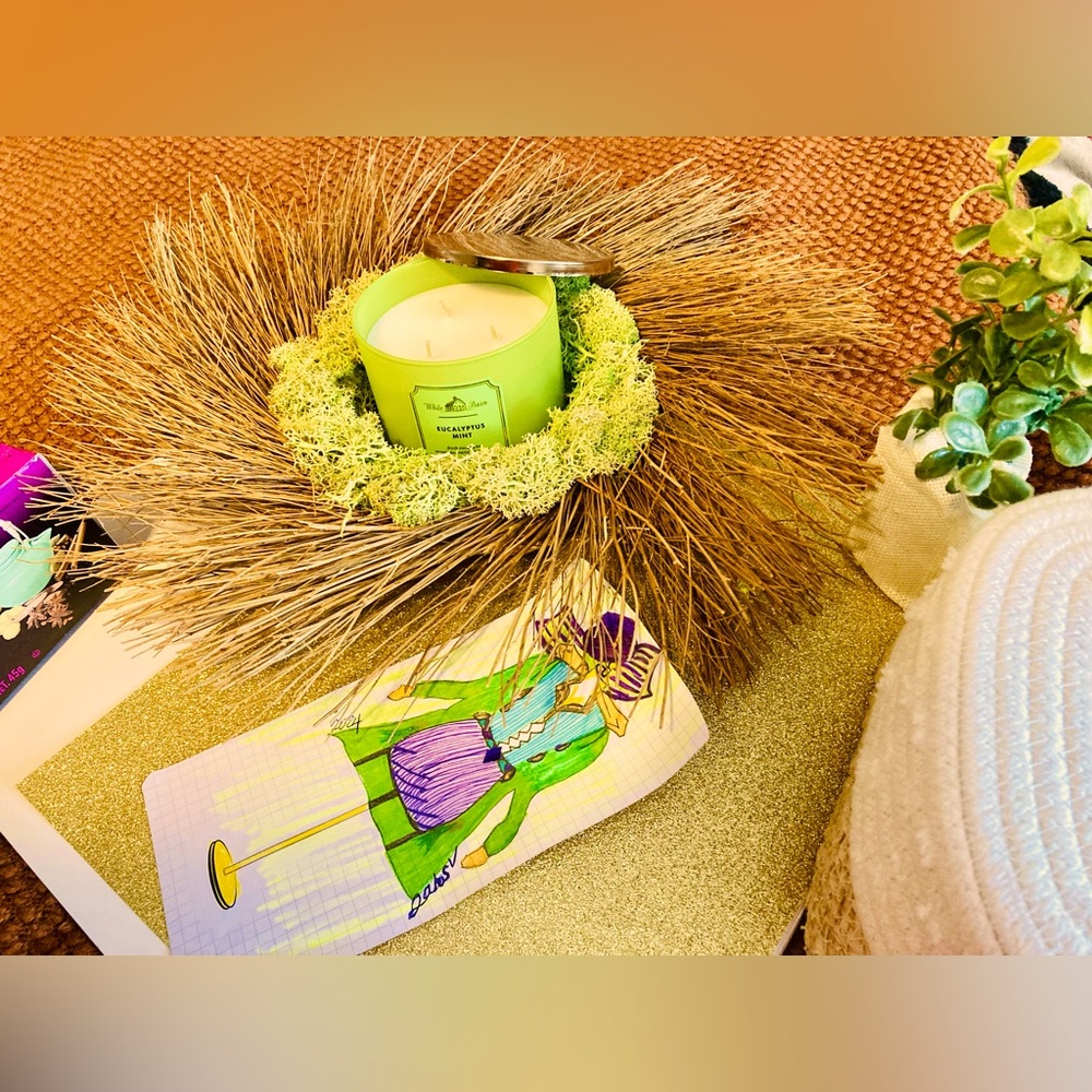 Home decor<real moss & twig wreath art piece double Bombay baskets and wreath🤗